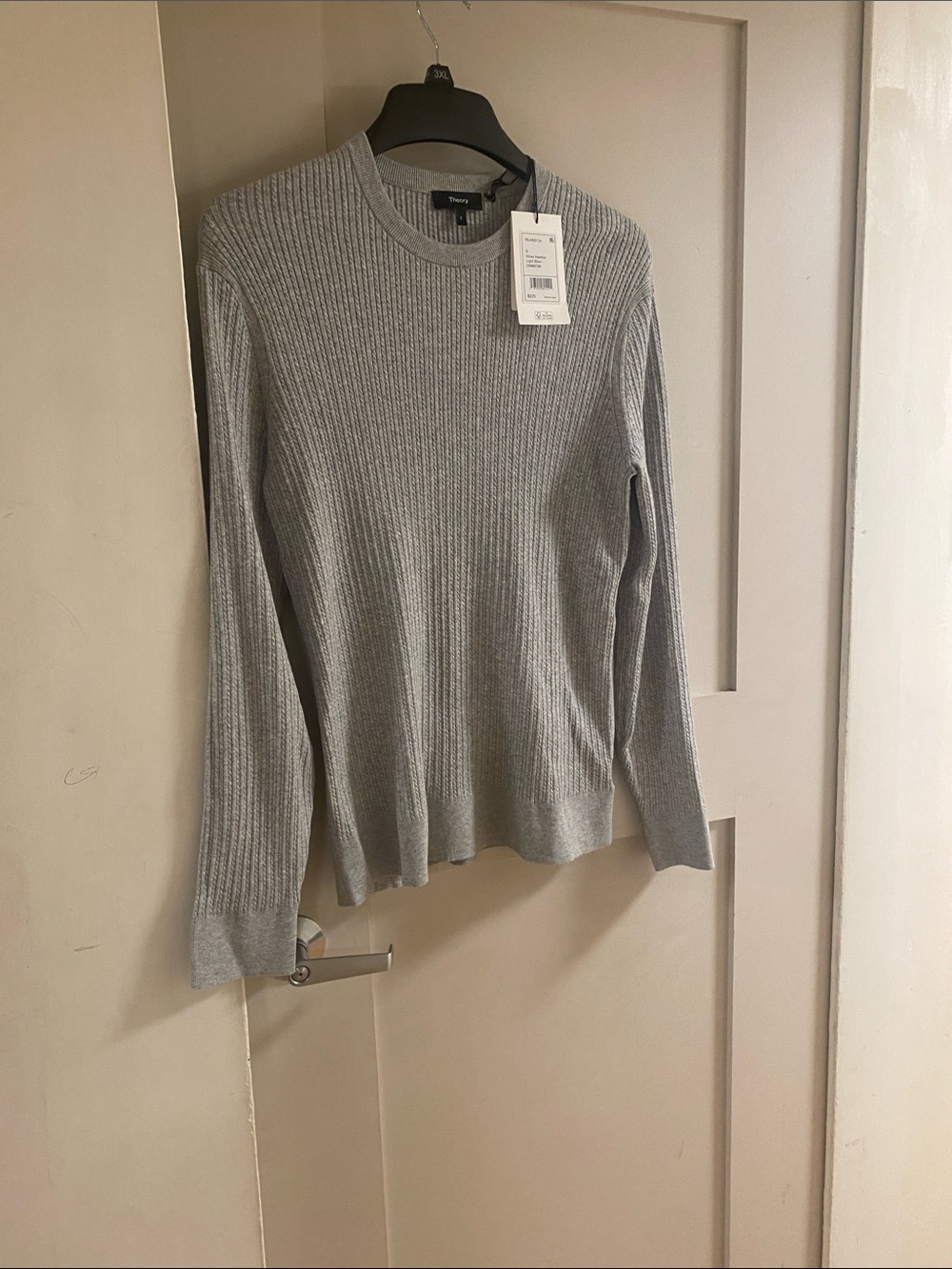 Theory Gray Ribbed Long-Sleeve Sweater